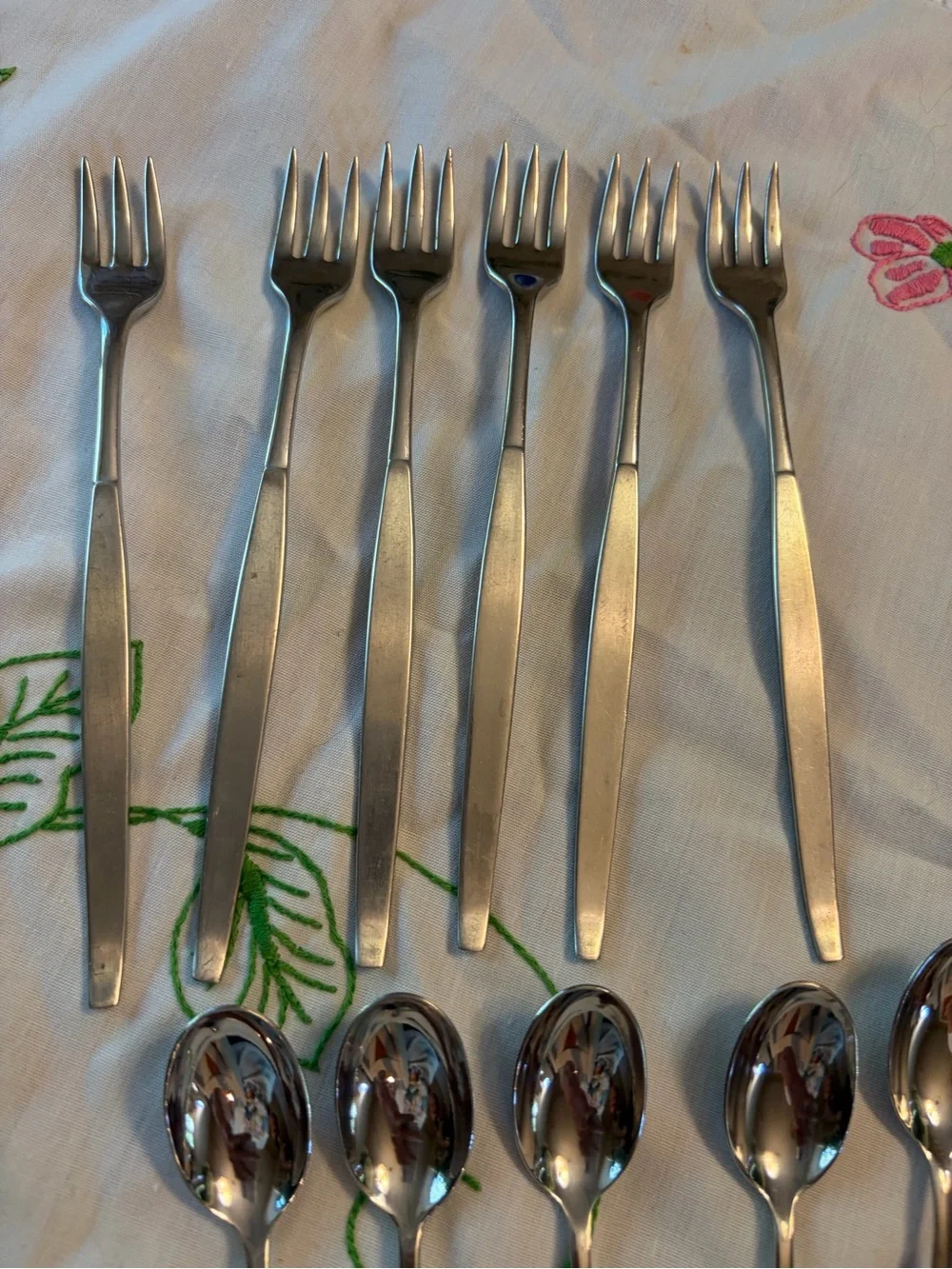 Oneida Community Vintage Frosted Cocktail Forks set of 6 with Cocktail Spoons